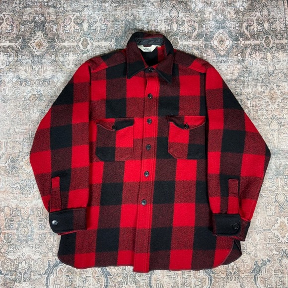 Woolrich Other - Vintage 70s Woolrich Buffalo Plaid Wool Mackinaw Hunting Jacket XL Shirt Red